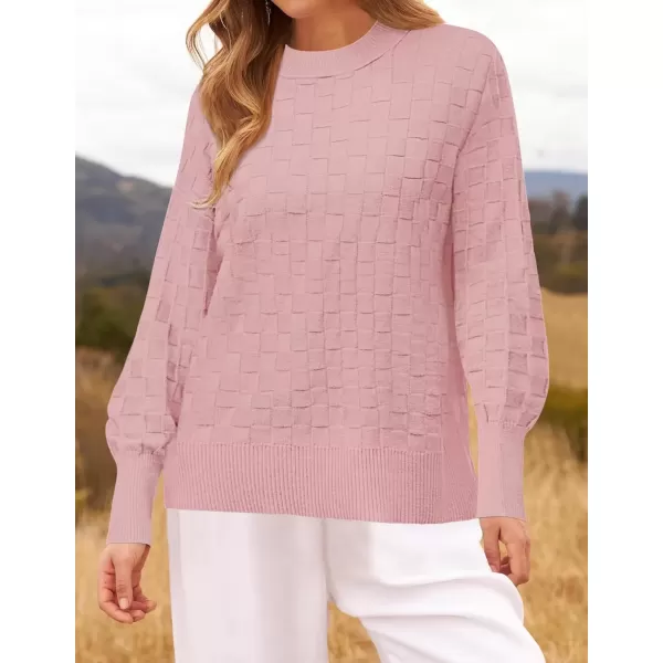 imageZESICA Womens Oversized Sweaters 2024 Fall Winter Trendy Long Sleeve Crewneck Knit Pullover TopsPink