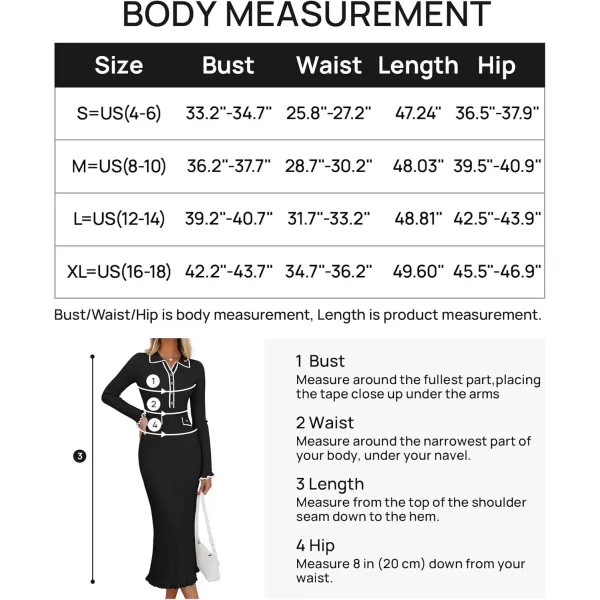 imageZESICA Womens Ribbed Button V Neck Sweater Dress 2024 Elegant Trendy Ruffle Long Sleeve Knit Bodycon Midi DressesBlack