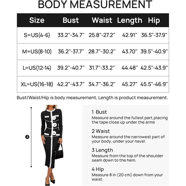 imageZESICA Womens Ribbed Crewneck Sweater Dress 2024 Fall Winter Long Sleeve Button Color Block Knit Midi DressesBlack