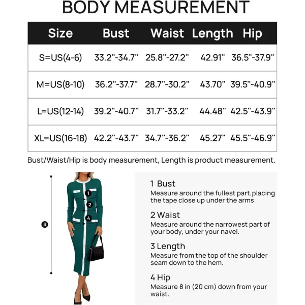 imageZESICA Womens Ribbed Crewneck Sweater Dress 2024 Fall Winter Long Sleeve Button Color Block Knit Midi DressesGreen
