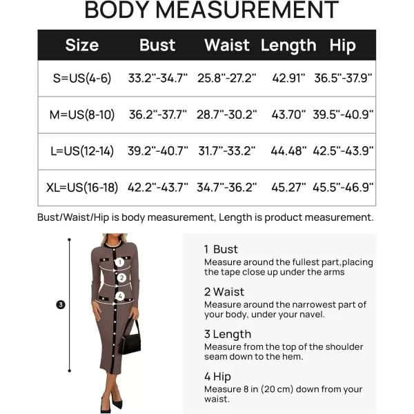 imageZESICA Womens Ribbed Crewneck Sweater Dress 2024 Fall Winter Long Sleeve Button Color Block Knit Midi DressesKhaki
