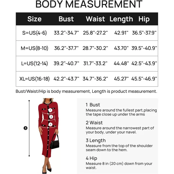 imageZESICA Womens Ribbed Crewneck Sweater Dress 2024 Fall Winter Long Sleeve Button Color Block Knit Midi DressesRed