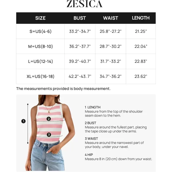 imageZESICA Womens Summer Knit Striped Tank Tops 2024 Trendy Crewneck Sleeveless ShirtsPink