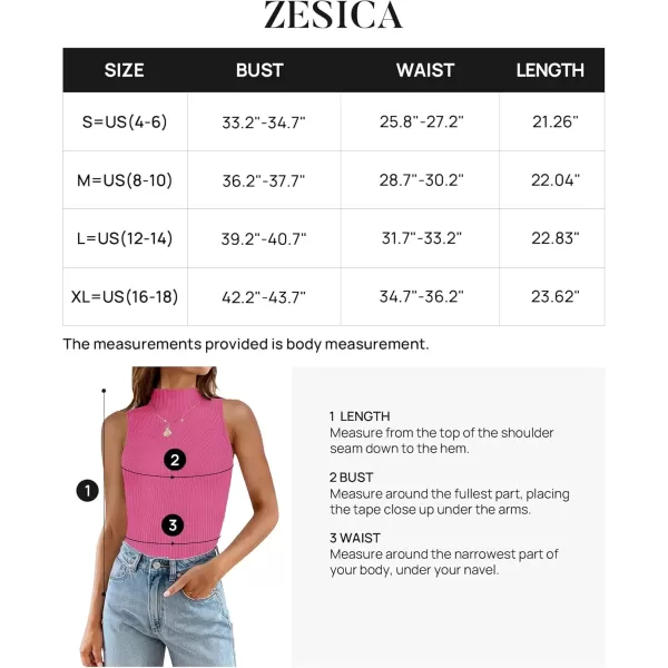 imageZESICA Womens Summer Ribbed High Neck Tank Tops Slim Fit 2024 Fashion Casual Basic Knit Sleeveless ShirtsHotpink
