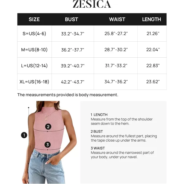 imageZESICA Womens Summer Ribbed High Neck Tank Tops Slim Fit 2024 Fashion Casual Basic Knit Sleeveless ShirtsPink
