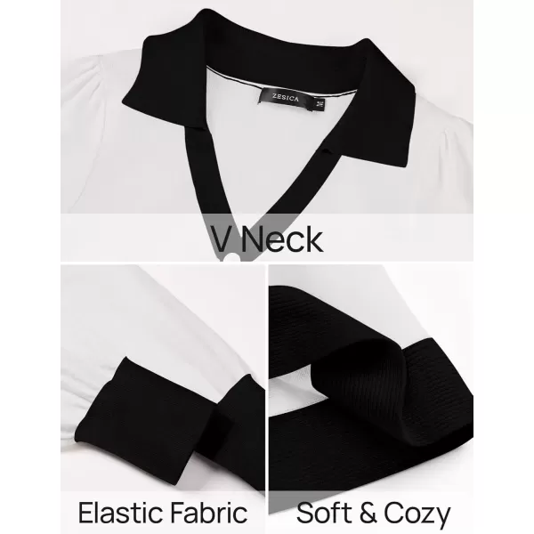 imageZESICA Womens 2024 Fall Long Sleeve V Neck Sweater Dress Collar Ribbed Knit Mini DressesWhite