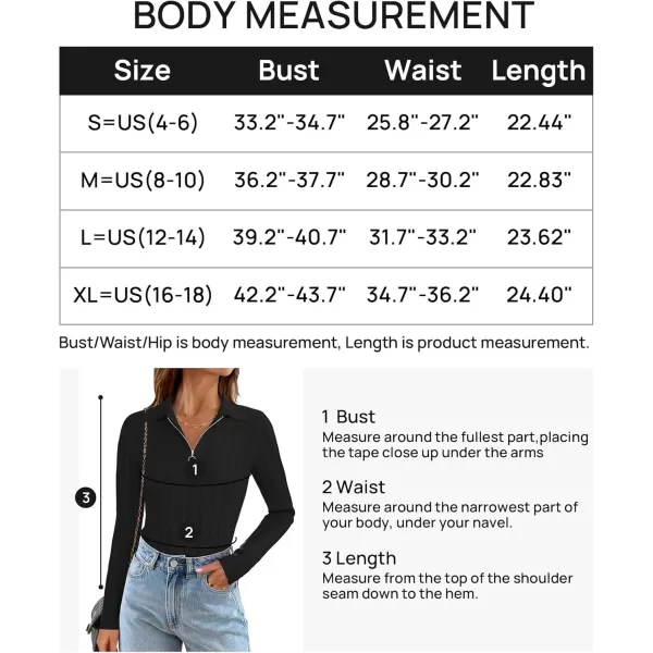 imageZESICA Womens Fall Sweaters 2024 Long Sleeve V Neck Ribbed Knit Shirts Slim Fit Half Zip Lapel Collared Basic Polo TopsBlack