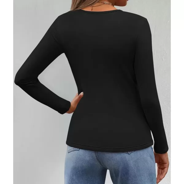 imageZESICA Womens Long Sleeve Crewneck Fleece Shirts 2024 Fall Winter Thermal Casual Slim Fit Pullover TopsBlack