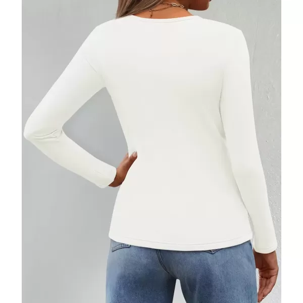imageZESICA Womens Long Sleeve Crewneck Fleece Shirts 2024 Fall Winter Thermal Casual Slim Fit Pullover TopsWhite