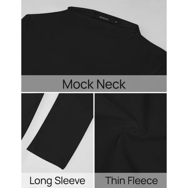 imageZESICA Womens Long Sleeve Mock Neck Tops 2024 Fall Slim Fitted Pullover Basic Shirts Casual Winter ClothesBlack