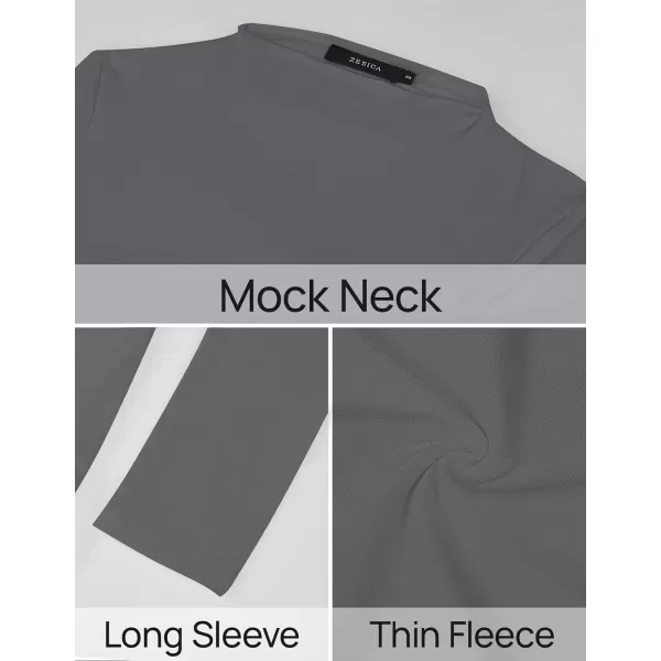 imageZESICA Womens Long Sleeve Mock Neck Tops 2024 Fall Slim Fitted Pullover Basic Shirts Casual Winter ClothesDark Grey