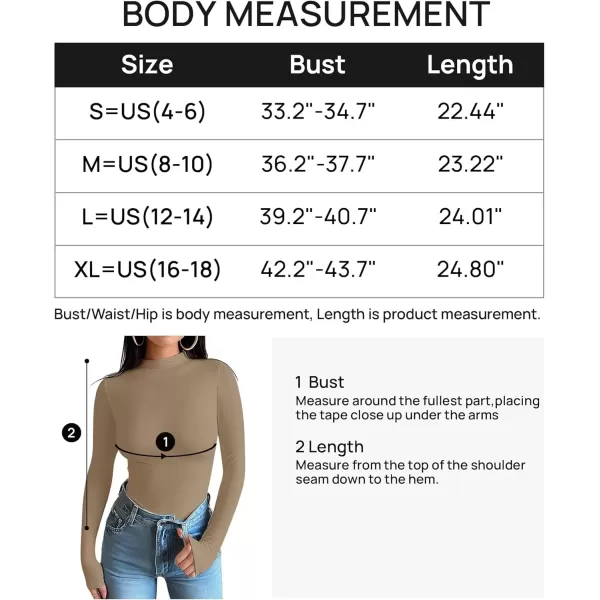 imageZESICA Womens Long Sleeve Mock Neck Tops 2024 Fall Slim Fitted Pullover Basic Shirts Casual Winter ClothesKhaki