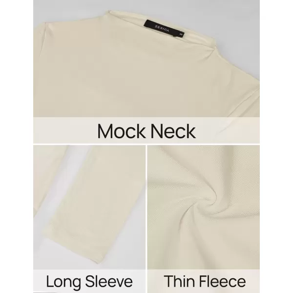 imageZESICA Womens Long Sleeve Mock Neck Tops 2024 Fall Slim Fitted Pullover Basic Shirts Casual Winter ClothesOat