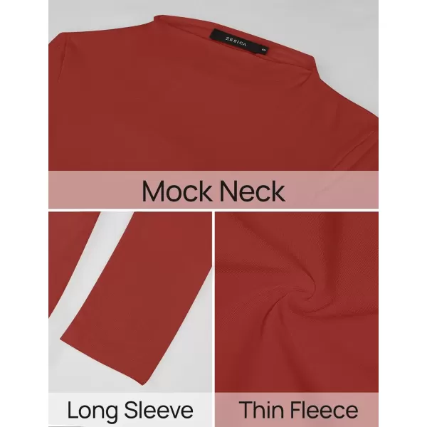 imageZESICA Womens Long Sleeve Mock Neck Tops 2024 Fall Slim Fitted Pullover Basic Shirts Casual Winter ClothesRed