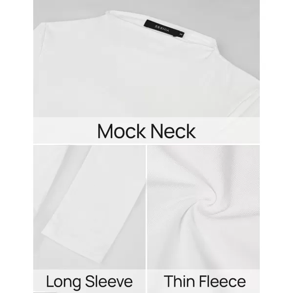imageZESICA Womens Long Sleeve Mock Neck Tops 2024 Fall Slim Fitted Pullover Basic Shirts Casual Winter ClothesWhite