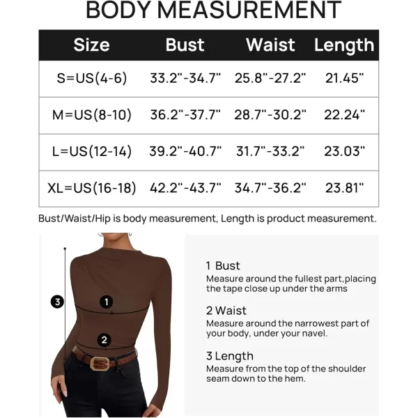 imageZESICA Womens Long Sleeve Tops Mock Neck Ruched Tight Shirts 2024 Fall Trendy OutfitsCoffee