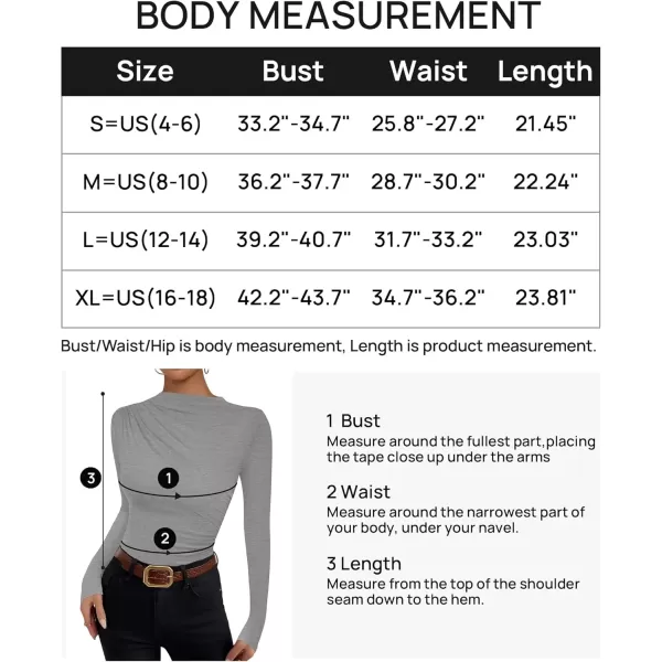 imageZESICA Womens Long Sleeve Tops Mock Neck Ruched Tight Shirts 2024 Fall Trendy OutfitsGrey
