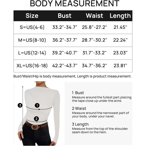 imageZESICA Womens Long Sleeve Tops Mock Neck Ruched Tight Shirts 2024 Fall Trendy OutfitsWhite