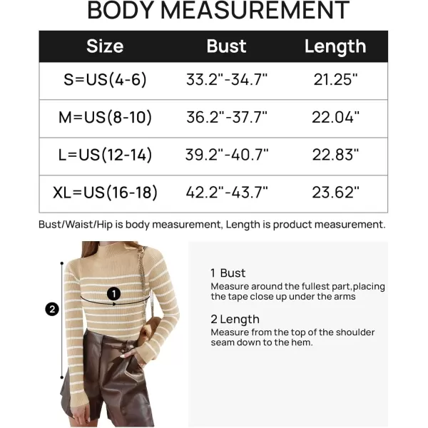 imageZESICA Womens Mock Neck Sweaters Business Casual Long Sleeve Striped Ribbed Knit TopsApricot