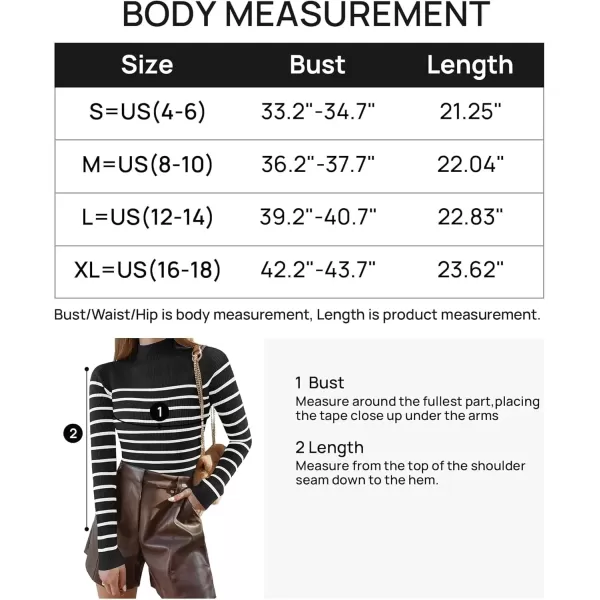 imageZESICA Womens Mock Neck Sweaters Business Casual Long Sleeve Striped Ribbed Knit TopsBlack