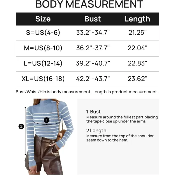 imageZESICA Womens Mock Neck Sweaters Business Casual Long Sleeve Striped Ribbed Knit TopsBlue