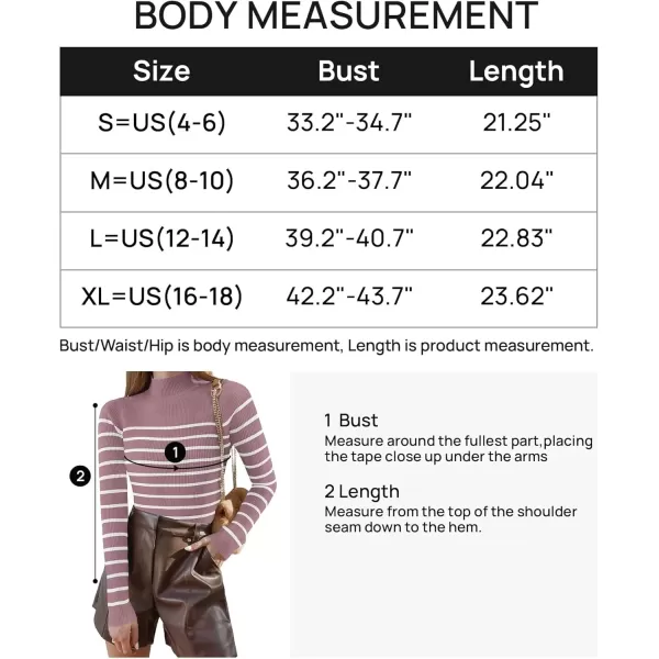 imageZESICA Womens Mock Neck Sweaters Business Casual Long Sleeve Striped Ribbed Knit TopsPurple