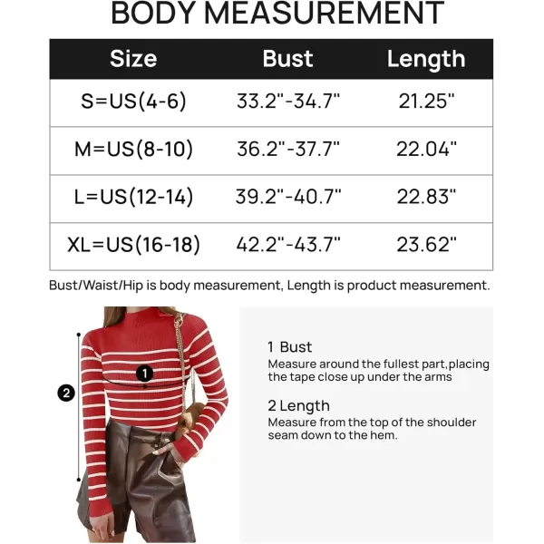imageZESICA Womens Mock Neck Sweaters Business Casual Long Sleeve Striped Ribbed Knit TopsRed