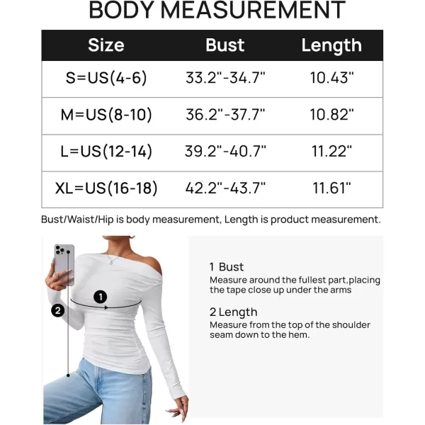 imageZESICA Womens Off The Shoulder Long Sleeve Tops 2024 Casual Ruched Slim Fitted Solid Color Basic Tee Shirts Fall OutfitsWhite