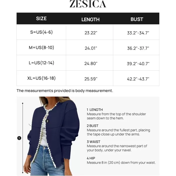 imageZESICA Womens Open Front Cardigan Sweater Casual Knitted Long Sleeve Pearls Trim Outerwear Coat 2024 Trendy ClothesDark Purple