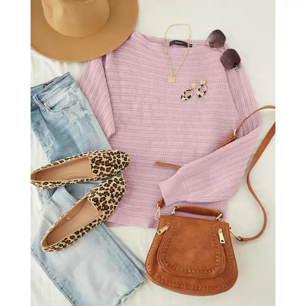 imageZESICA Womens 2024 Fall Casual Long Sleeve Crew Neck Cable Knit Loose Pullover Sweater Jumper Top