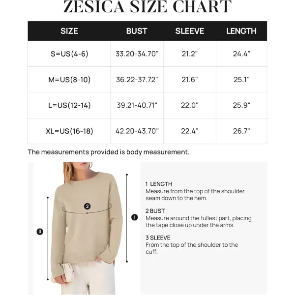 imageZESICA Womens 2024 Fall Long Sleeve Crew Neck Soft Knit Side Slit Comfy Loose Pullover Sweater Jumper TopsApricot