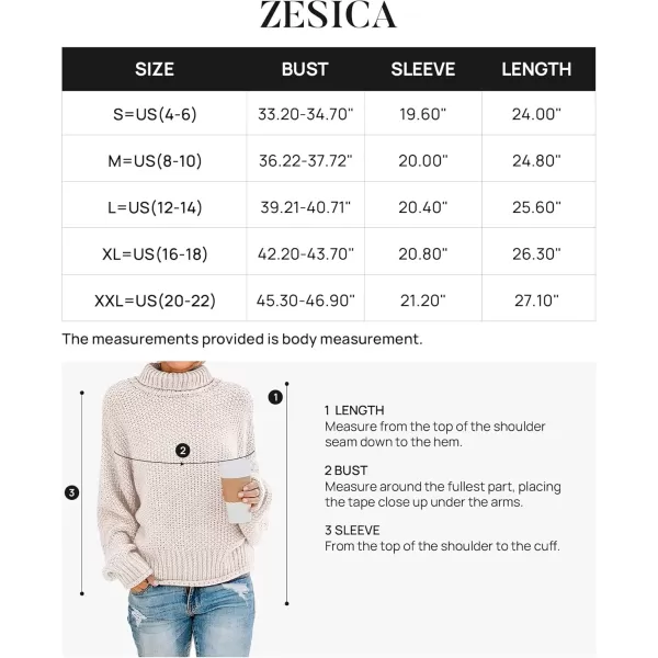 imageZESICA Womens 2024 Fall Long Sleeve Turtleneck Casual Loose Chunky Knitted Pullover Sweater Jumper TopApricot