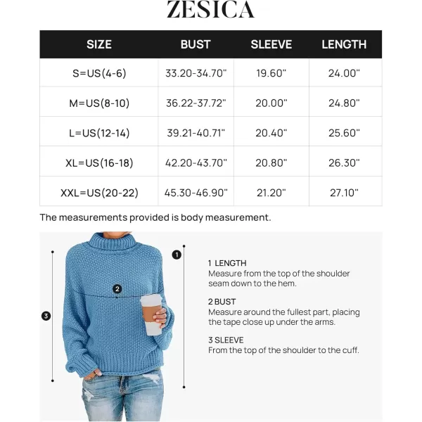 imageZESICA Womens 2024 Fall Long Sleeve Turtleneck Casual Loose Chunky Knitted Pullover Sweater Jumper TopBlue