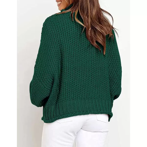 imageZESICA Womens 2024 Fall Long Sleeve Turtleneck Casual Loose Chunky Knitted Pullover Sweater Jumper TopDarkgreen