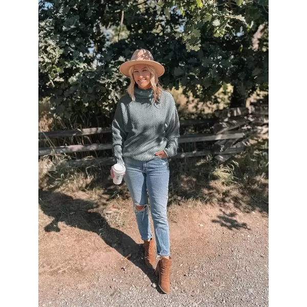 imageZESICA Womens 2024 Fall Long Sleeve Turtleneck Casual Loose Chunky Knitted Pullover Sweater Jumper TopGrey