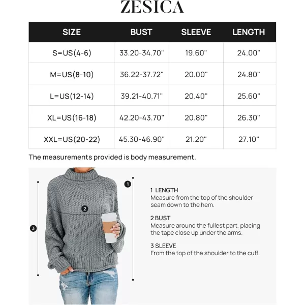 imageZESICA Womens 2024 Fall Long Sleeve Turtleneck Casual Loose Chunky Knitted Pullover Sweater Jumper TopGrey