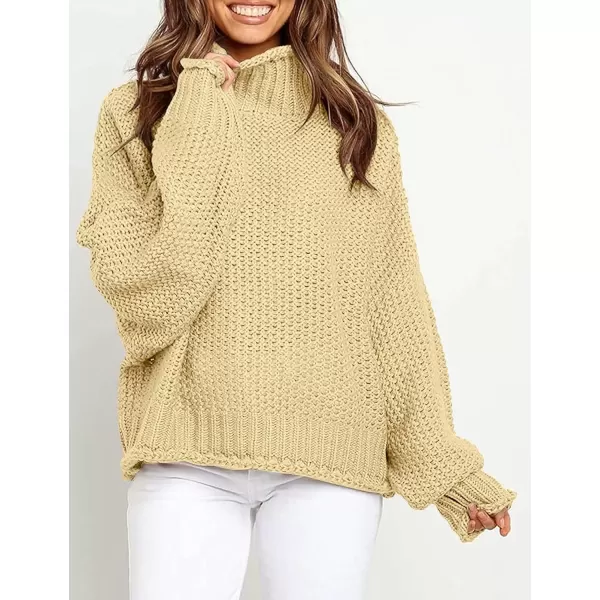 imageZESICA Womens 2024 Fall Long Sleeve Turtleneck Casual Loose Chunky Knitted Pullover Sweater Jumper TopLemon