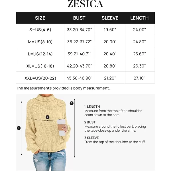 imageZESICA Womens 2024 Fall Long Sleeve Turtleneck Casual Loose Chunky Knitted Pullover Sweater Jumper TopLemon