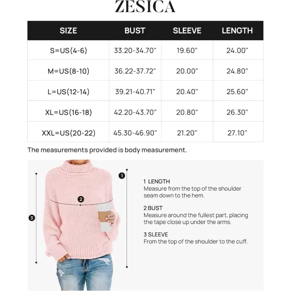 imageZESICA Womens 2024 Fall Long Sleeve Turtleneck Casual Loose Chunky Knitted Pullover Sweater Jumper TopLightpink