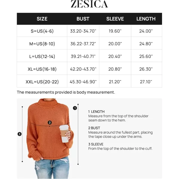 imageZESICA Womens 2024 Fall Long Sleeve Turtleneck Casual Loose Chunky Knitted Pullover Sweater Jumper TopOrange