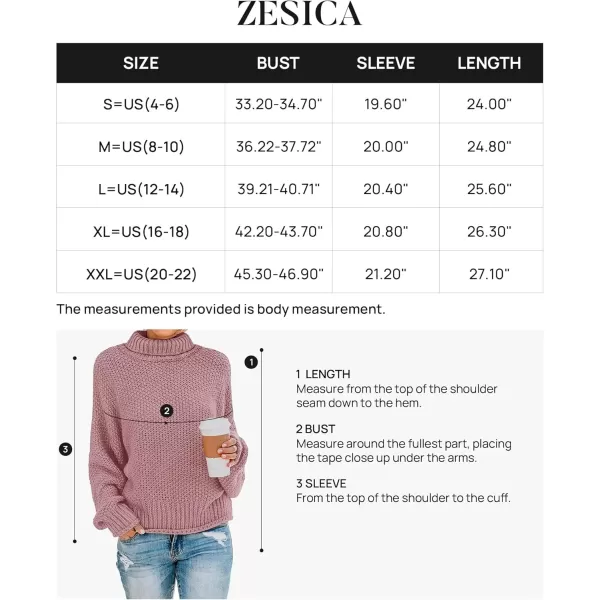 imageZESICA Womens 2024 Fall Long Sleeve Turtleneck Casual Loose Chunky Knitted Pullover Sweater Jumper TopPink