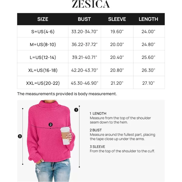 imageZESICA Womens 2024 Fall Long Sleeve Turtleneck Casual Loose Chunky Knitted Pullover Sweater Jumper TopRose