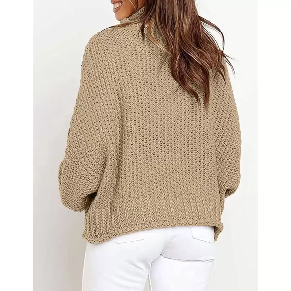 imageZESICA Womens 2024 Fall Long Sleeve Turtleneck Casual Loose Chunky Knitted Pullover Sweater Jumper TopTan