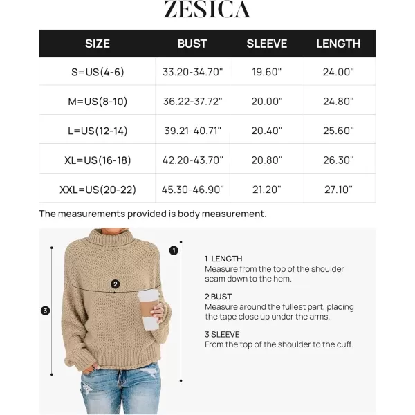imageZESICA Womens 2024 Fall Long Sleeve Turtleneck Casual Loose Chunky Knitted Pullover Sweater Jumper TopTan