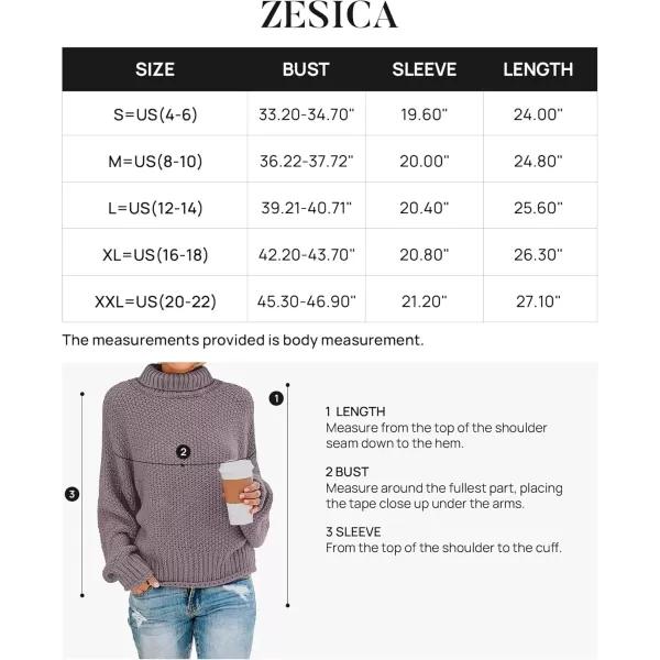 imageZESICA Womens 2024 Fall Long Sleeve Turtleneck Casual Loose Chunky Knitted Pullover Sweater Jumper TopTaro