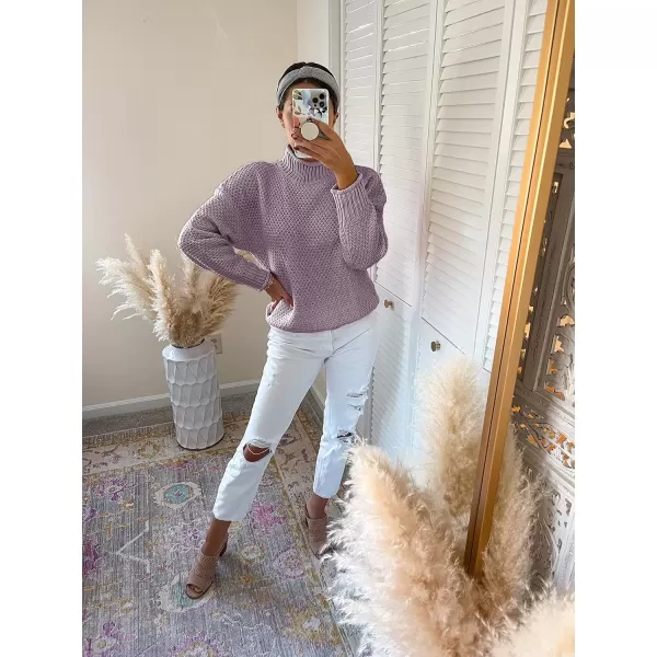 imageZESICA Womens 2024 Fall Long Sleeve Turtleneck Casual Loose Chunky Knitted Pullover Sweater Jumper TopTaro