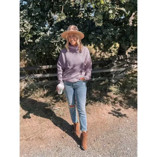 imageZESICA Womens 2024 Fall Long Sleeve Turtleneck Casual Loose Chunky Knitted Pullover Sweater Jumper TopTaro