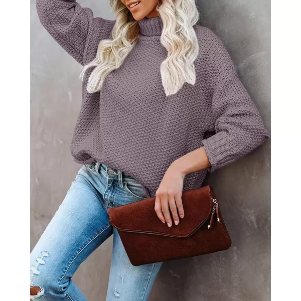 imageZESICA Womens 2024 Fall Long Sleeve Turtleneck Casual Loose Chunky Knitted Pullover Sweater Jumper TopTaro