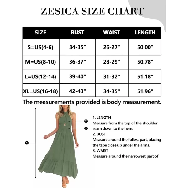 imageZESICA Womens 2024 Summer Crossover Halter Neck Sleeveless Plaid Cut Out Backless Flowy A Line Maxi DressArmygreen