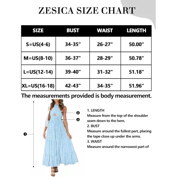 imageZESICA Womens 2024 Summer Crossover Halter Neck Sleeveless Plaid Cut Out Backless Flowy A Line Maxi DressBlue